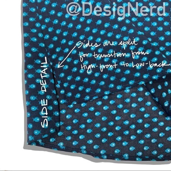 MODCLOTH RACERBACK HENLEY TANK TOP IN BLUE FISH TINY PRINT WOMEN’S SIZE SMALL - Picture 8 of 10